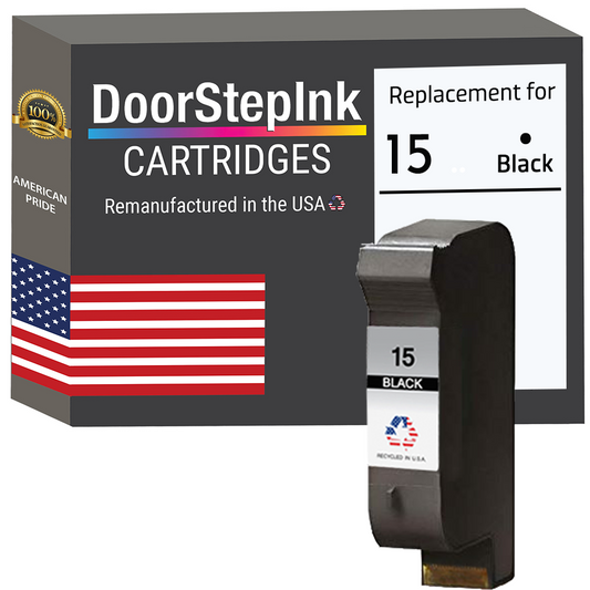 DoorStepInk Brand for HP 15 (C6615DN) Black Remanufactured in the USA Ink Cartridge-0