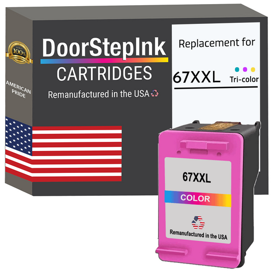 DoorStepInk Brand for HP 67XXL (6ZA16AN) Color Extra High Yield Remanufactured in the USA Ink Cartridges-0