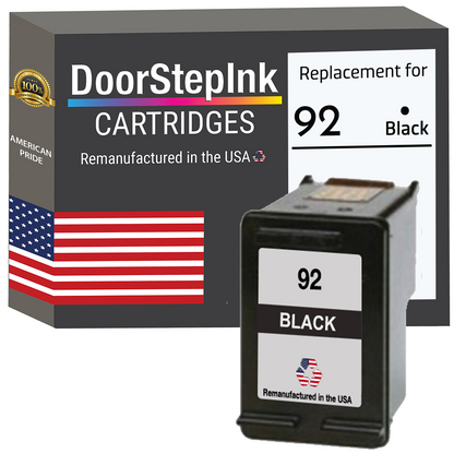 DoorStepInk Brand for HP 92 (C9362WN) Black Remanufactured in the USA Ink Cartridge-0