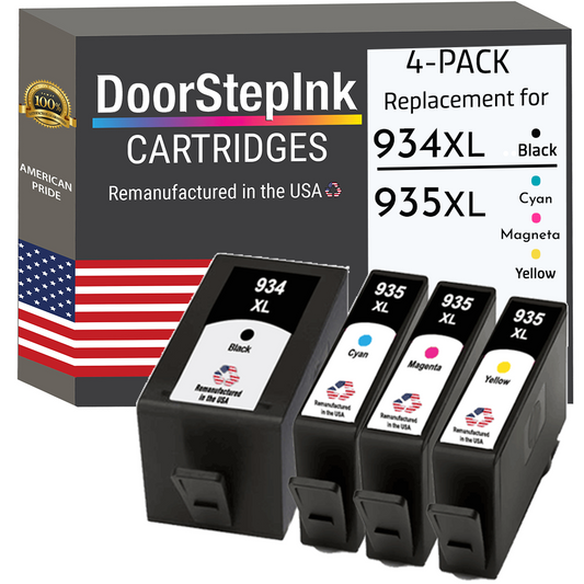 DoorStepInk Brand for HP 934XL 1 Black / 935XL 3 Color Remanufactured in the USA Ink Cartridges 4-pack-0