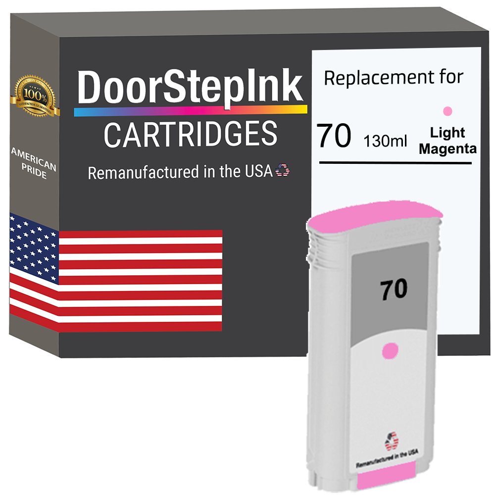 DoorStepInk Brand for HP 70 130-ml (C9455A) Light Magenta Remanufactured in the USA Ink Cartridge-0