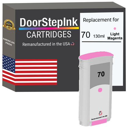 DoorStepInk Brand for HP 70 130-ml (C9455A) Light Magenta Remanufactured in the USA Ink Cartridge-0