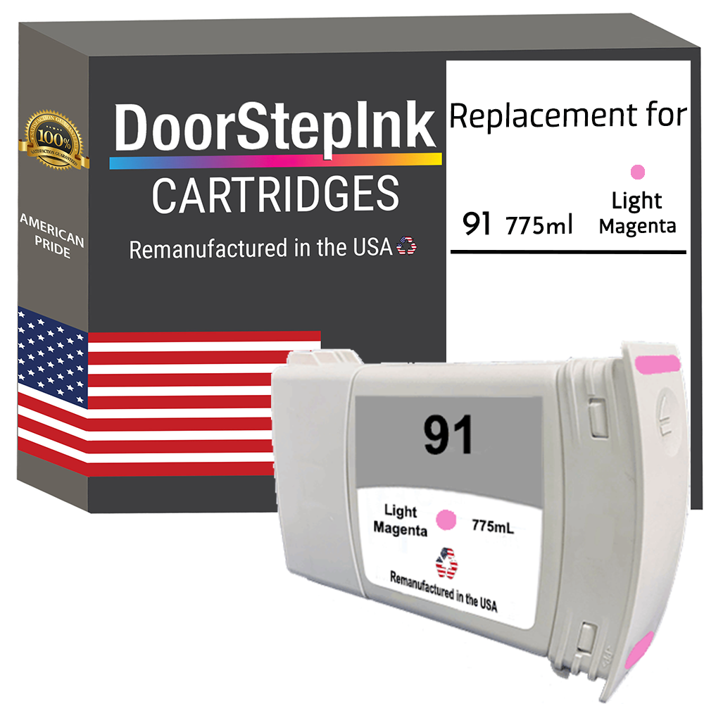 DoorStepInk Brand for HP 91 775mL (C9471A) Light Magenta Remanufactured in the USA Ink Cartridge-0