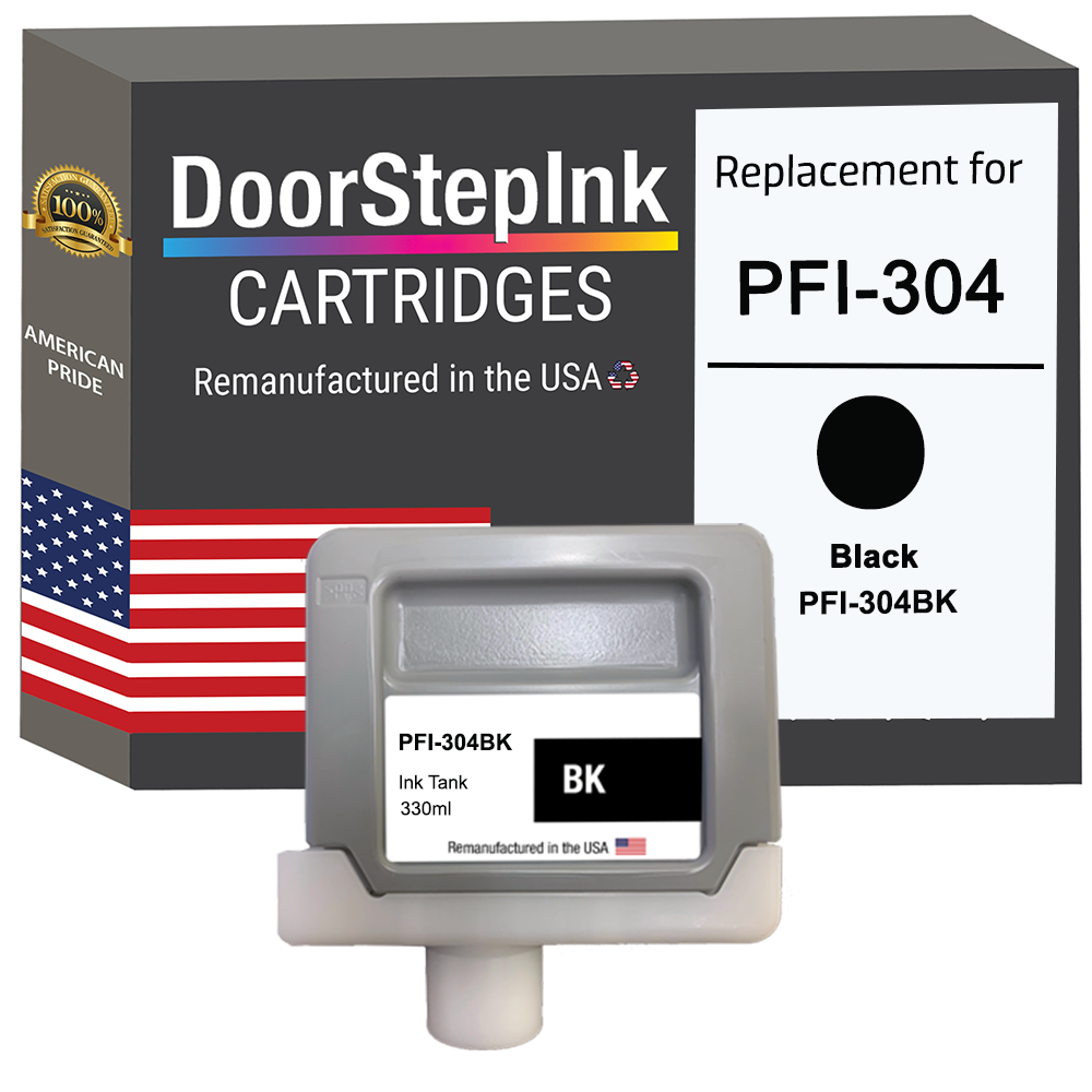 DoorStepInk Brand for Canon PFI-304 330ml Black Remanufactured in the USA Ink Cartridge-0