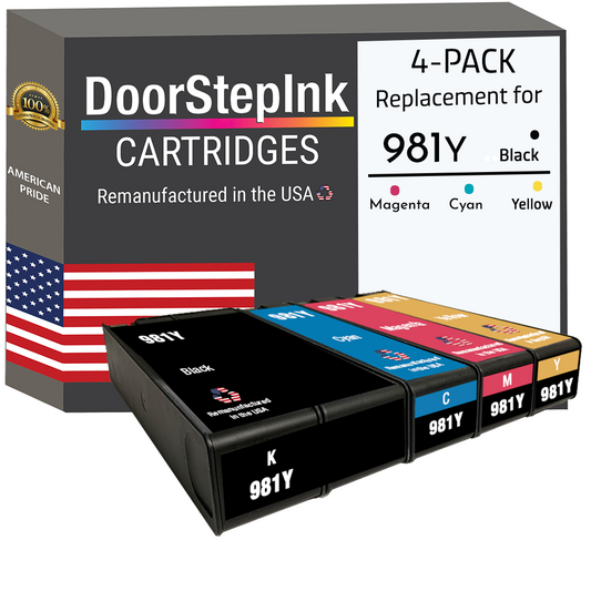 DoorStepInk Brand for HP 981Y 1 Black / 3 Color 4-pack Remanufactured in the USA Ink Cartridges-0