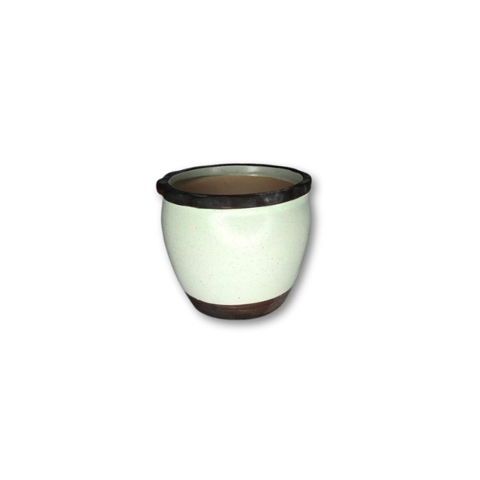 Cream Pot with Rippled Top, Brown Strip Top and Bottom-0