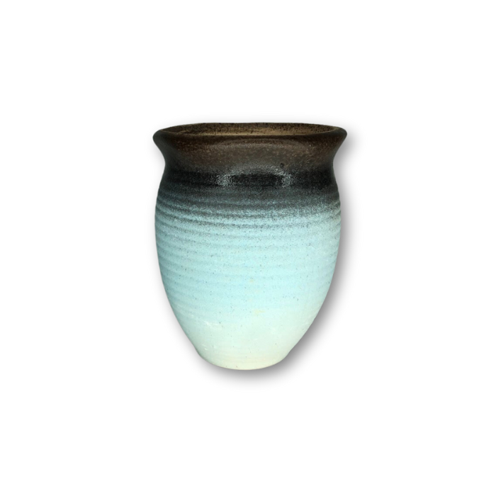 Baby Blue Pot with Dark Brown Rim, Flat Finish-0