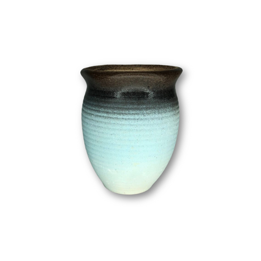 Baby Blue Pot with Dark Brown Rim, Flat Finish-0