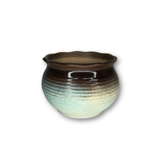 Baby Blue Pot with Dark Brown Rim, Flat Finish-0