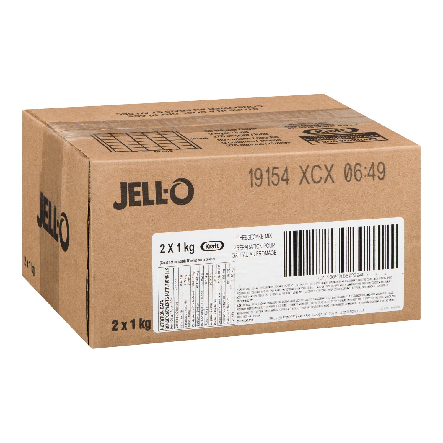 Jell-O Cheesecake Flavoured Dessert Mix- Dry Packaged (2 X 1KG) - Kraft Foods - Baking Mixes and Ingredients - Canadian Distribution-1