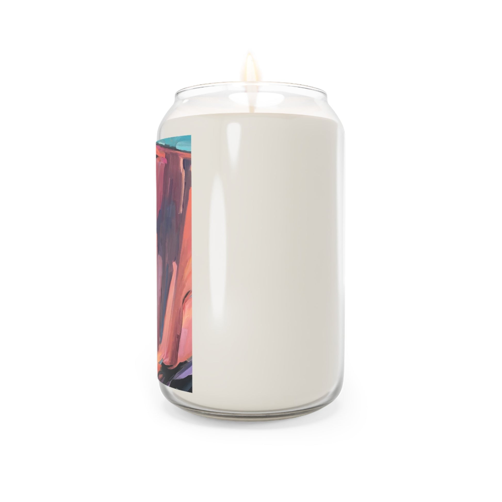 13.75oz Eco-Friendly Scented or Unscented Soy Wax Candle Jar with 'Colorscape' Abstract Artwork by American Artist Barbara Cleary-1