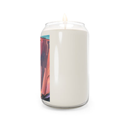 13.75oz Eco-Friendly Scented or Unscented Soy Wax Candle Jar with 'Colorscape' Abstract Artwork by American Artist Barbara Cleary-1