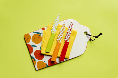 3 Piece Printed Knife Set with Sheaths, Fresh Fruit-0