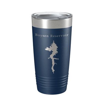 Boysen Reservoir Tumbler Lake Map Travel Mug Insulated Laser Engraved Coffee Cup Wyoming 20 oz-2