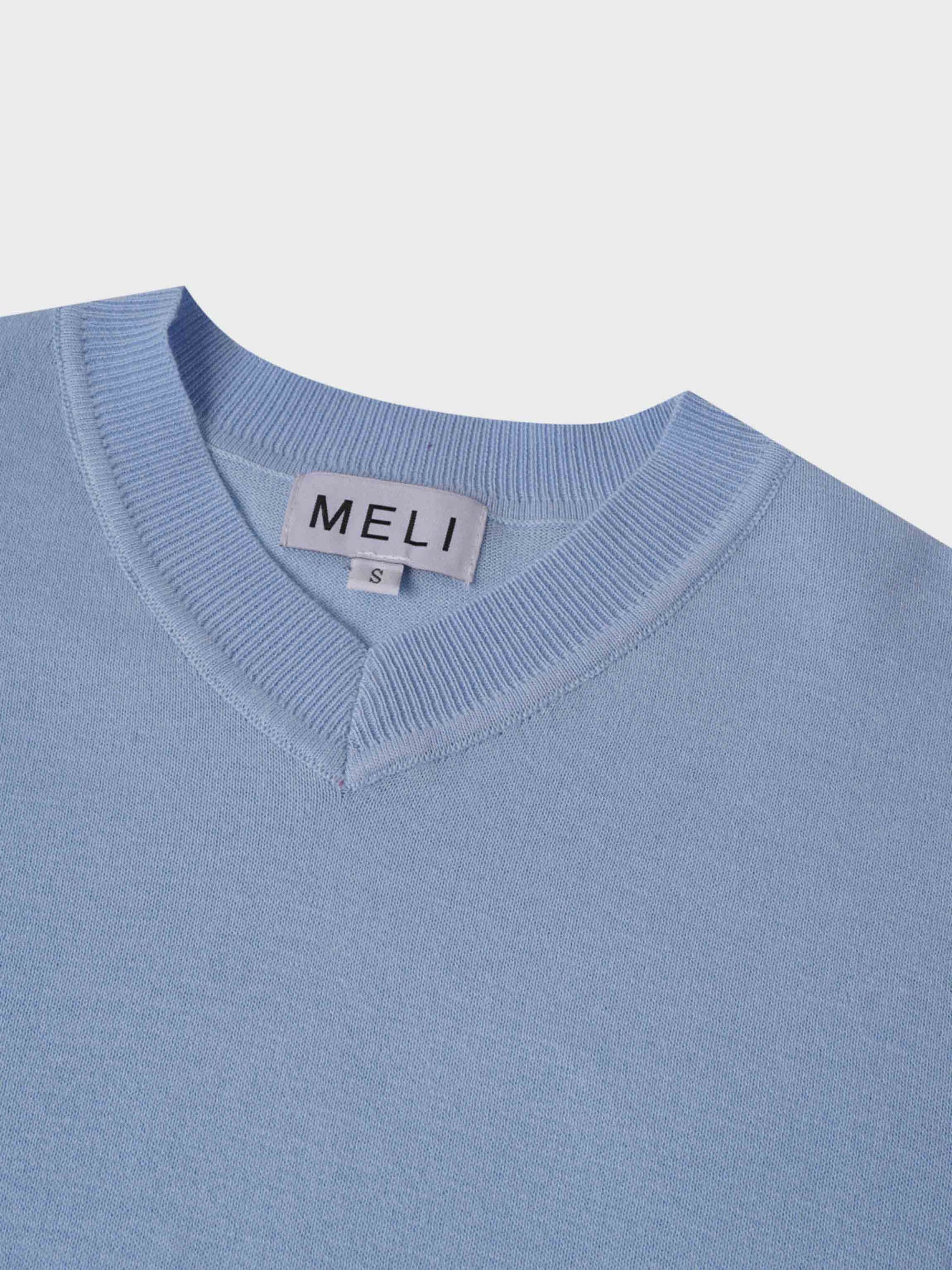 High V Lightweight Sweater-LT Blue-2