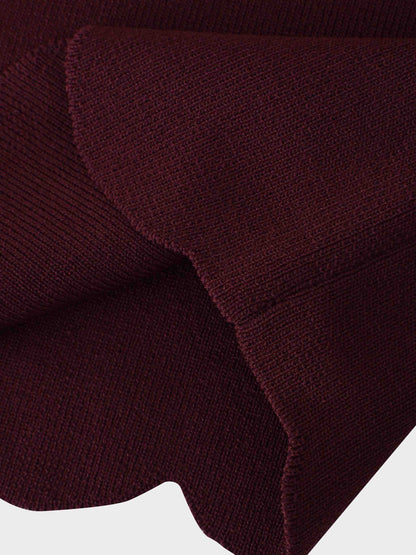 Scallop Edge Crew Cardigan-Wine-4