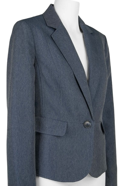 Evan Picone Knotched Collar Button Long Sleeve Twill Blazer-2