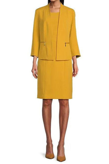 Kasper Stretch Crepe Zip Pocket Coordinating Cardigan Jacket-1