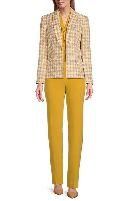 Kasper Tweed Shawl Collar Faux Double Breasted Blazer-2