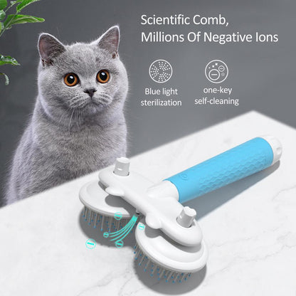 Pet Cat Brush Dog Slicker Brush Double-Headed Negative Ion One-Button Self Cleaning Pet Hair Removal-1