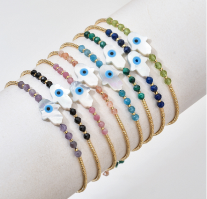 Hamsa Evil Eye Beaded Bracelet-0