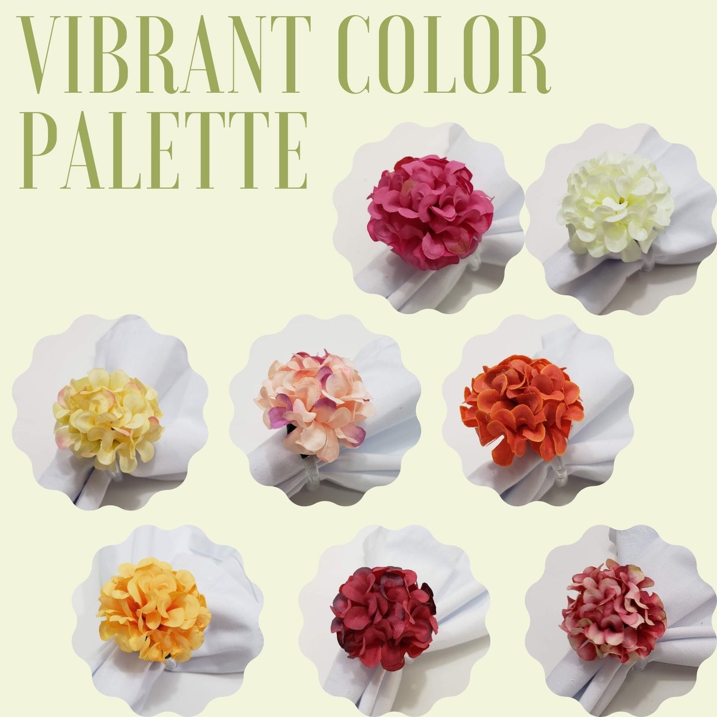 Charlo's Set of 4 Pastel Yellow Flower Chrysanthemum Charm Napkin Rings for dining table decor-1