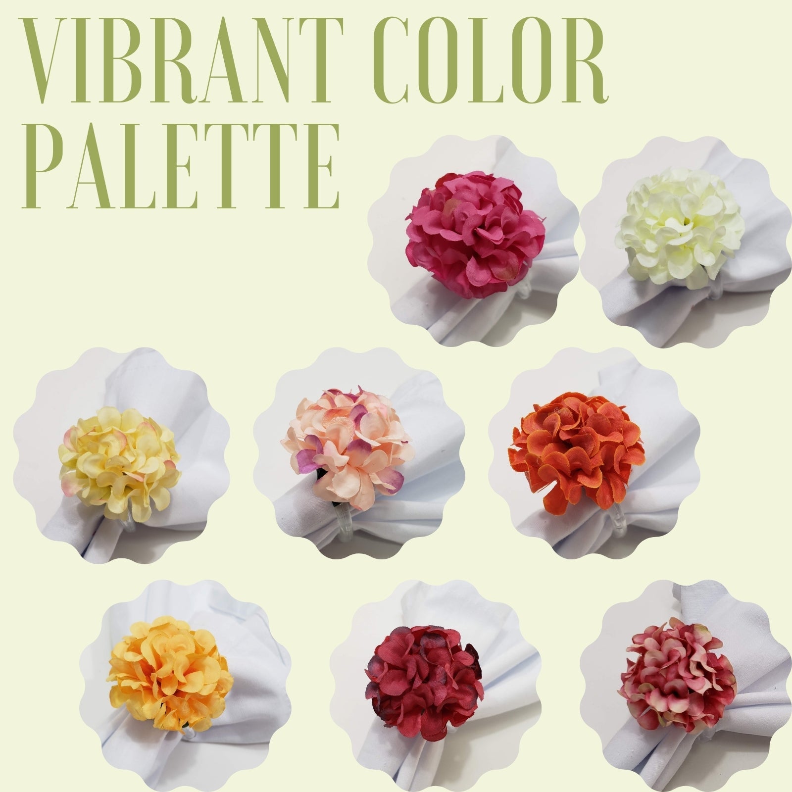 Charlo's Set of 4 Pastel Yellow Flower Chrysanthemum Charm Napkin Rings for dining table decor-1