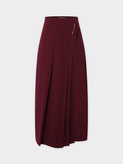 Pin Closure Wrap Skirt-Wine-1