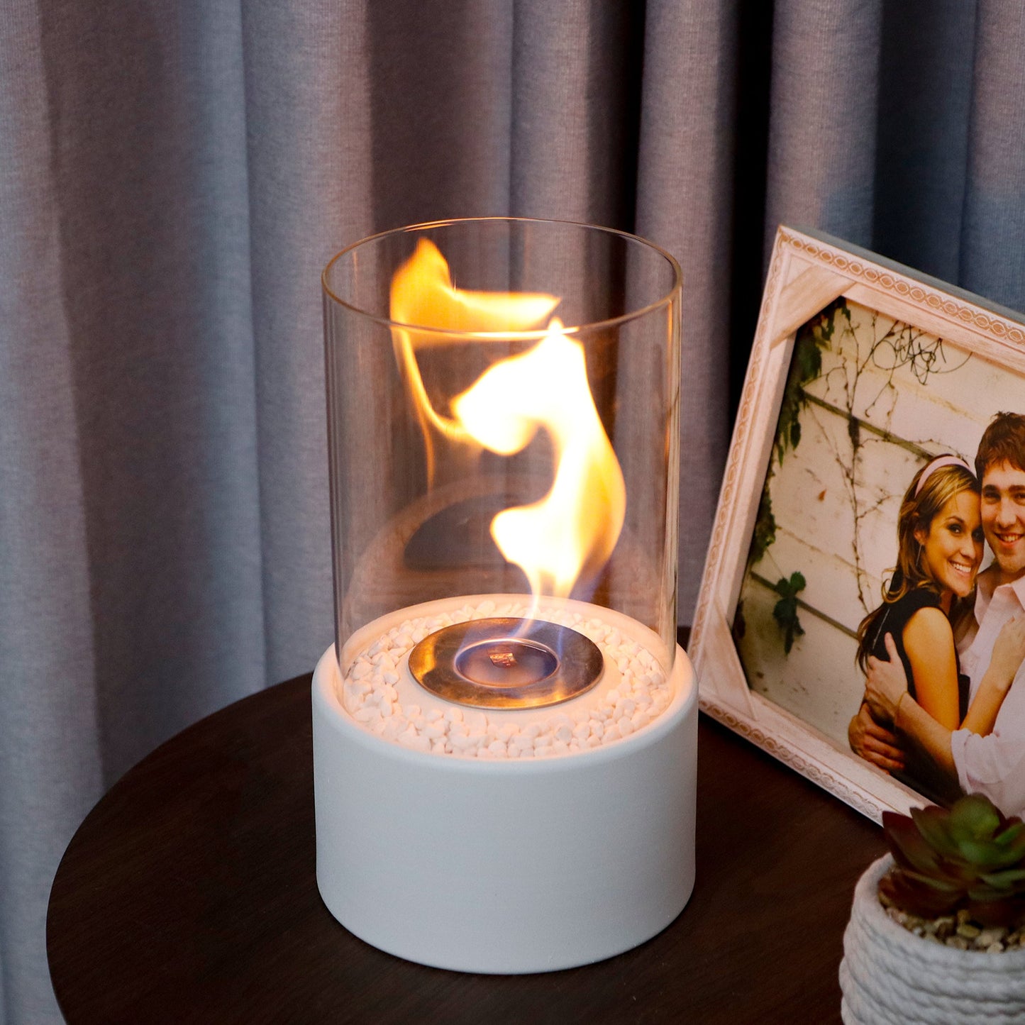 JHY DESIGN Round Tabletop Firepit – Portable, Bio Ethanol Ventless, Indoor/Outdoor-3