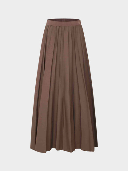 Pleated Skirt 37"-Brown-0