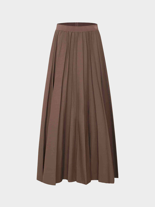 Pleated Skirt 37"-Brown-0