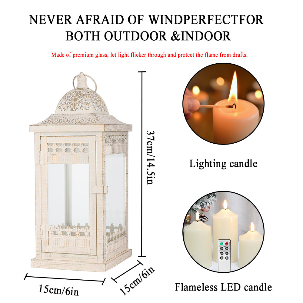 14.5" High Vintage Style Hanging Lantern(White）-2