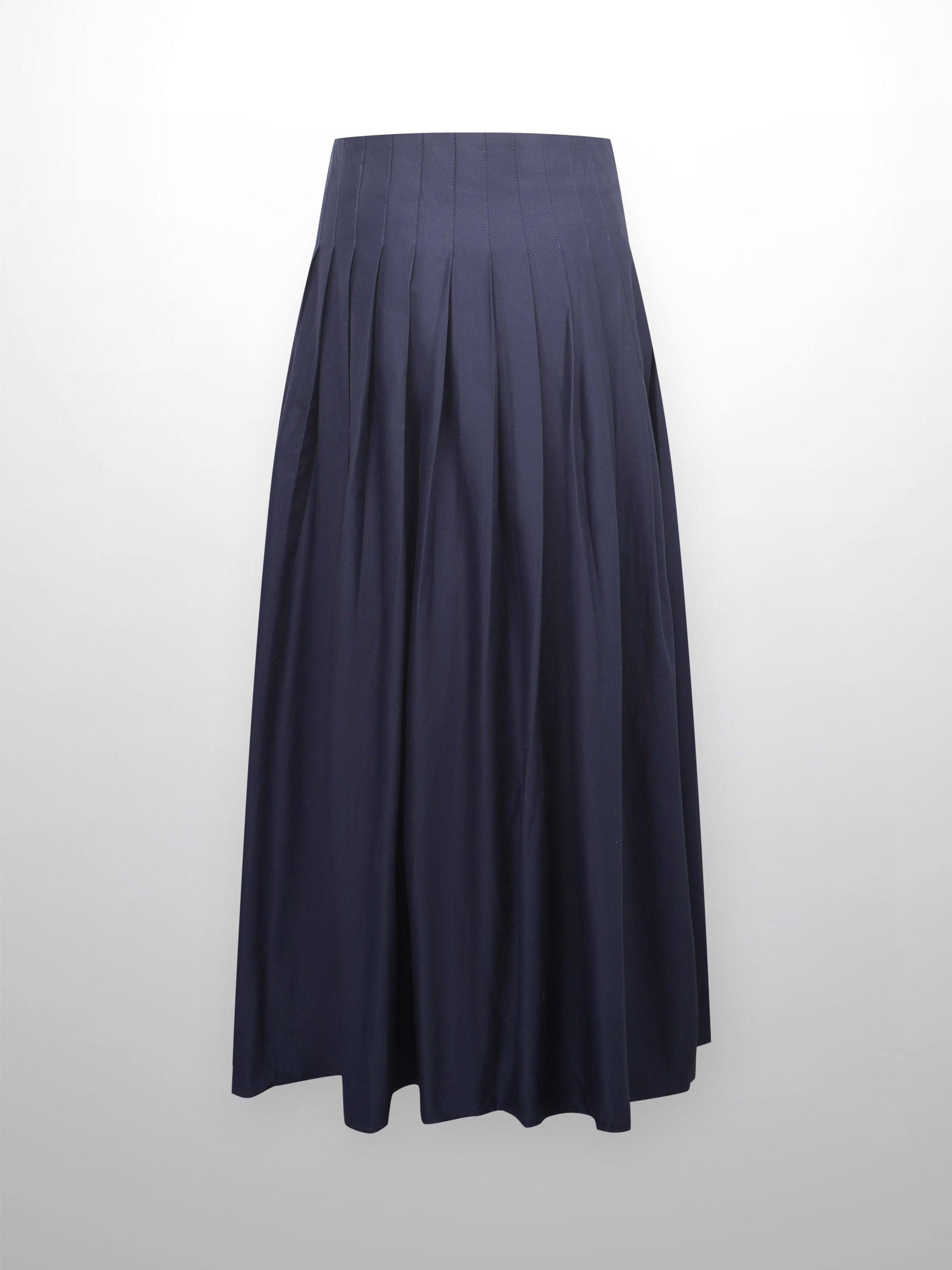 Full Pleated Skirt-Navy-1