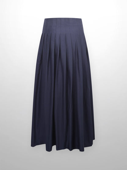 Full Pleated Skirt-Navy-1