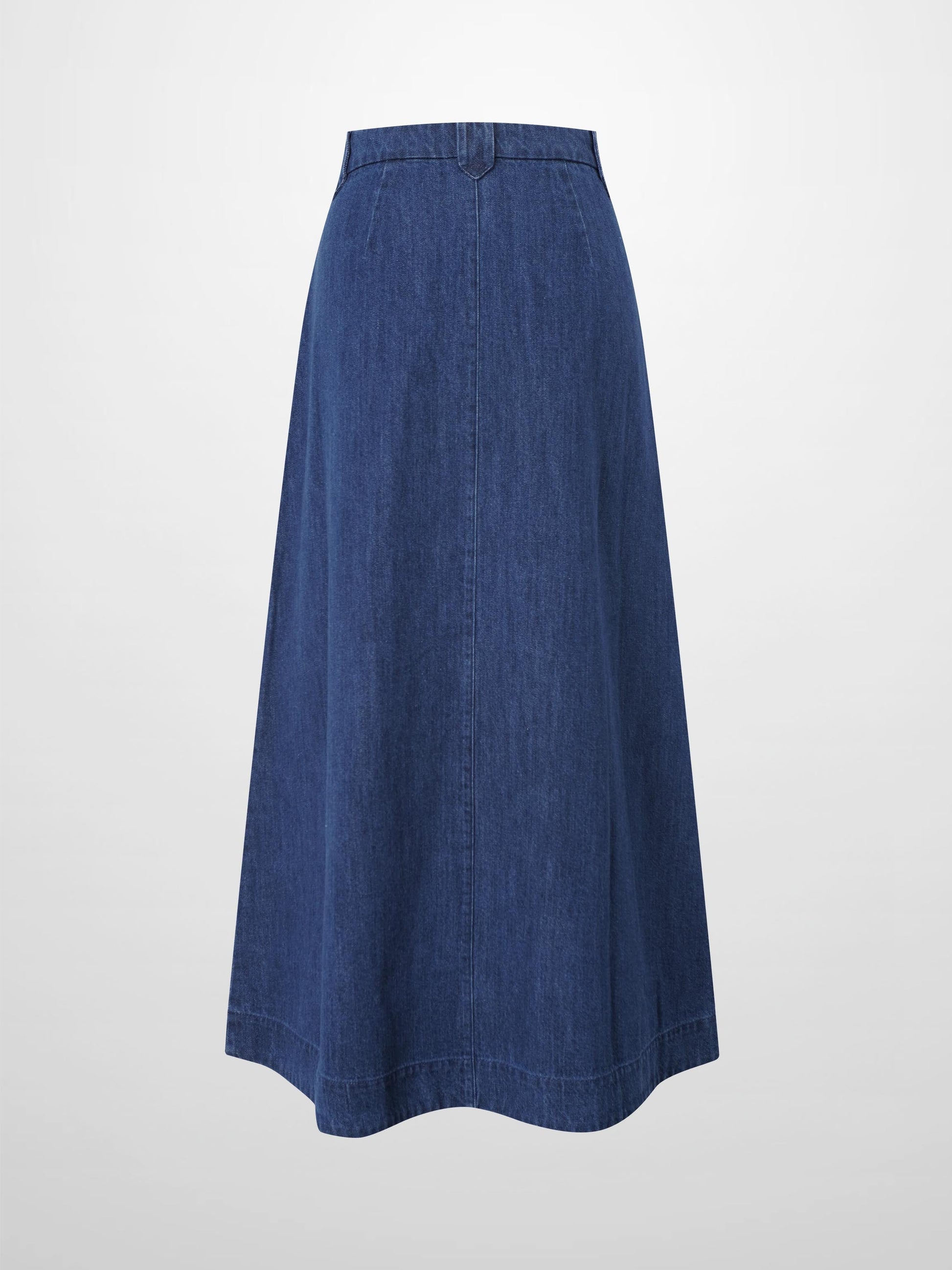 A-Line Button Down Pocket Skirt-Navy-2