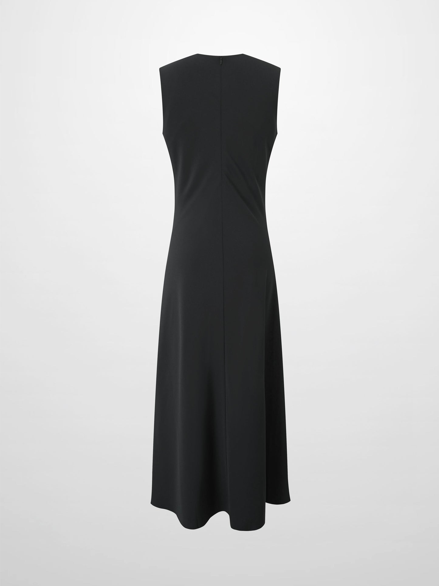 Faux Satin Crew Neck Slip Dress-Black-1