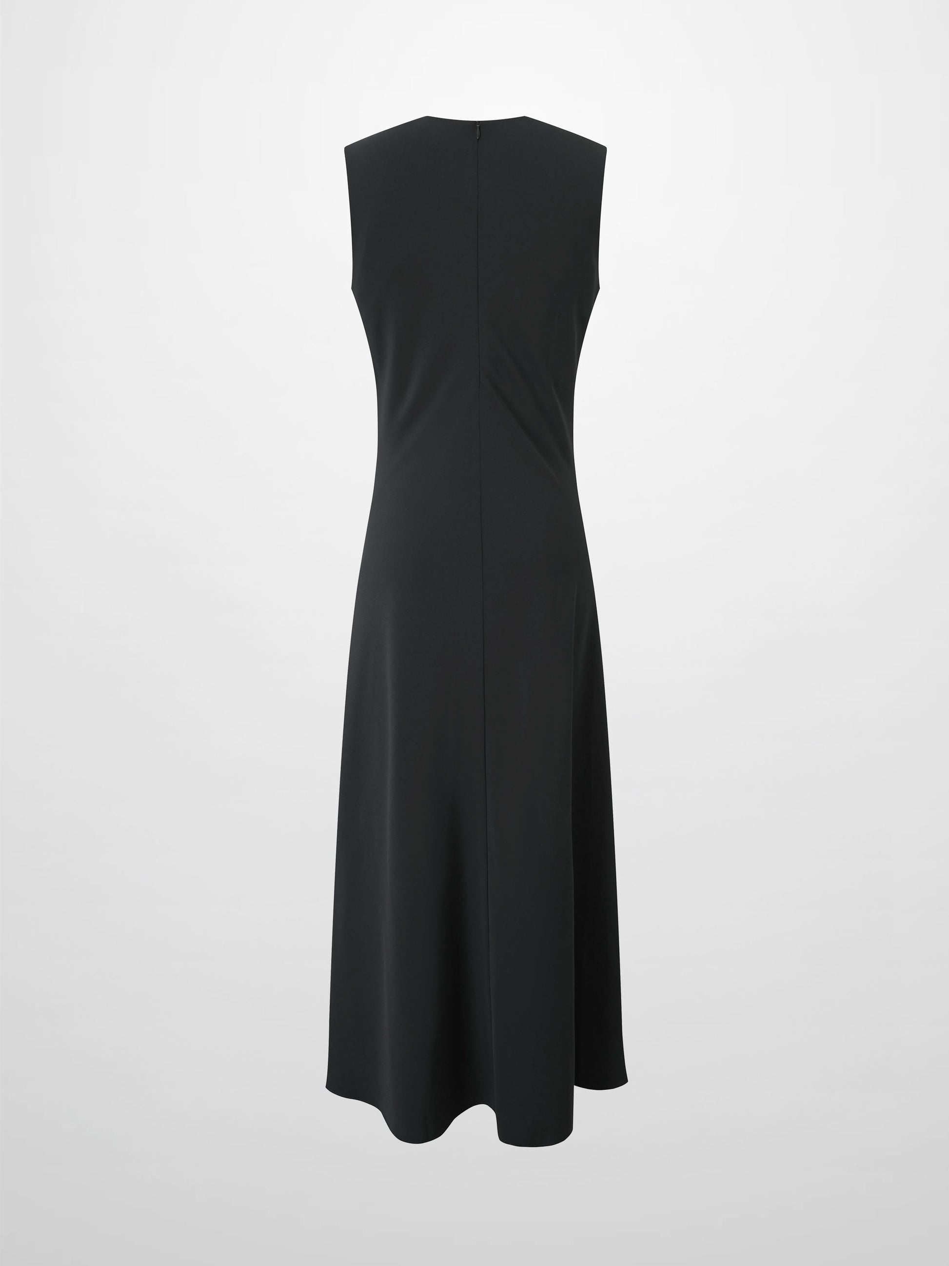 Faux Satin Crew Neck Slip Dress-Black-1