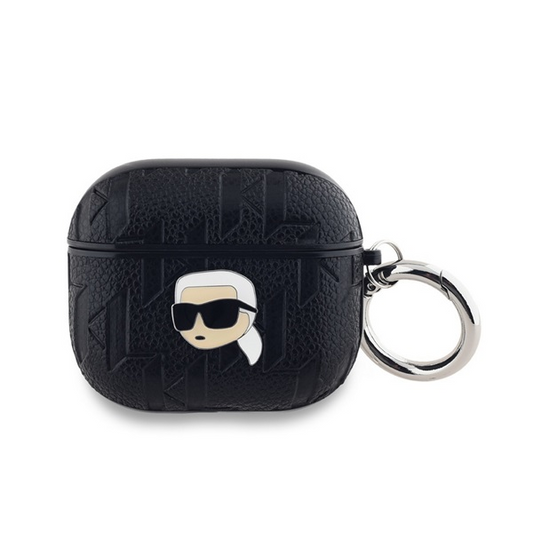 CG MOBILE KARL LAGERFELD PU EMBOSSED KARL HEAD szilikon tok (ütésállóság, karabíner) FEKETE Apple AirPods 3 (KLA3PGKIPK) (KLA3PGKIPK)-0