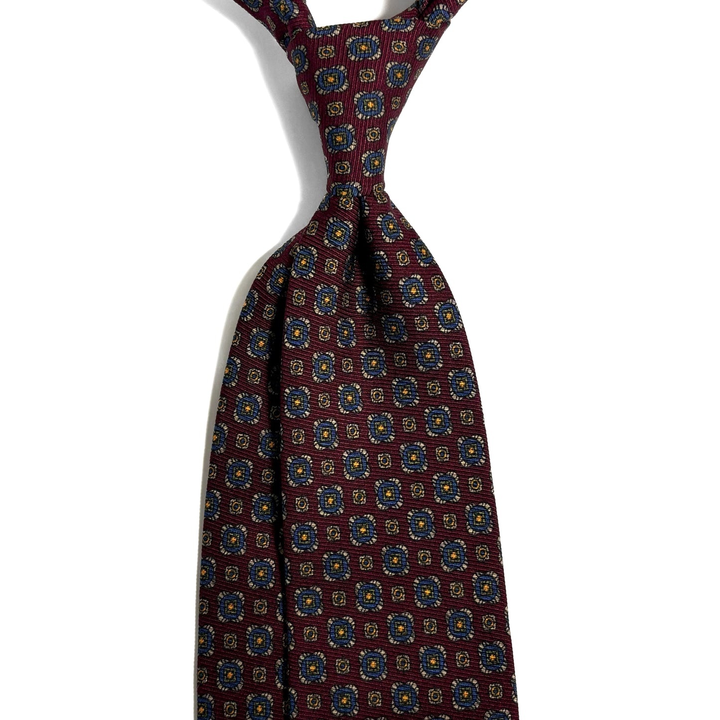 Burgundy Geometric Italian Madder Silk Tie-1