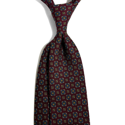 Burgundy Geometric Italian Madder Silk Tie-1
