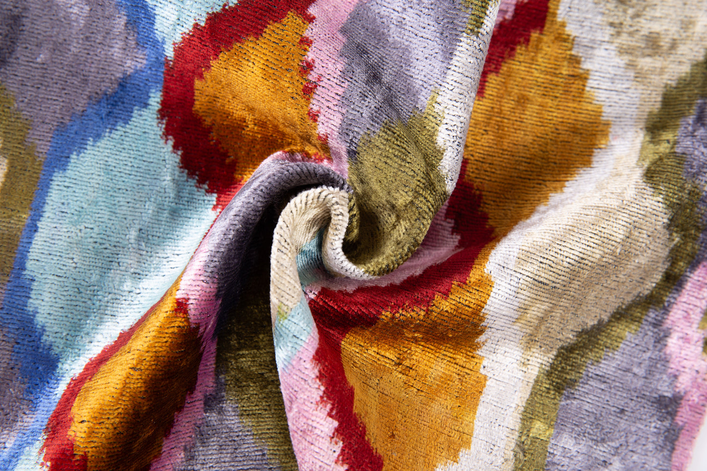 Handmade Velvet Throw Pillow - 16x16 Inches, Naturally Vegetable-Dyed, Premium Down Feather Insert - Multicolor Wave Pattern, Luxury Home Decor Accent-1