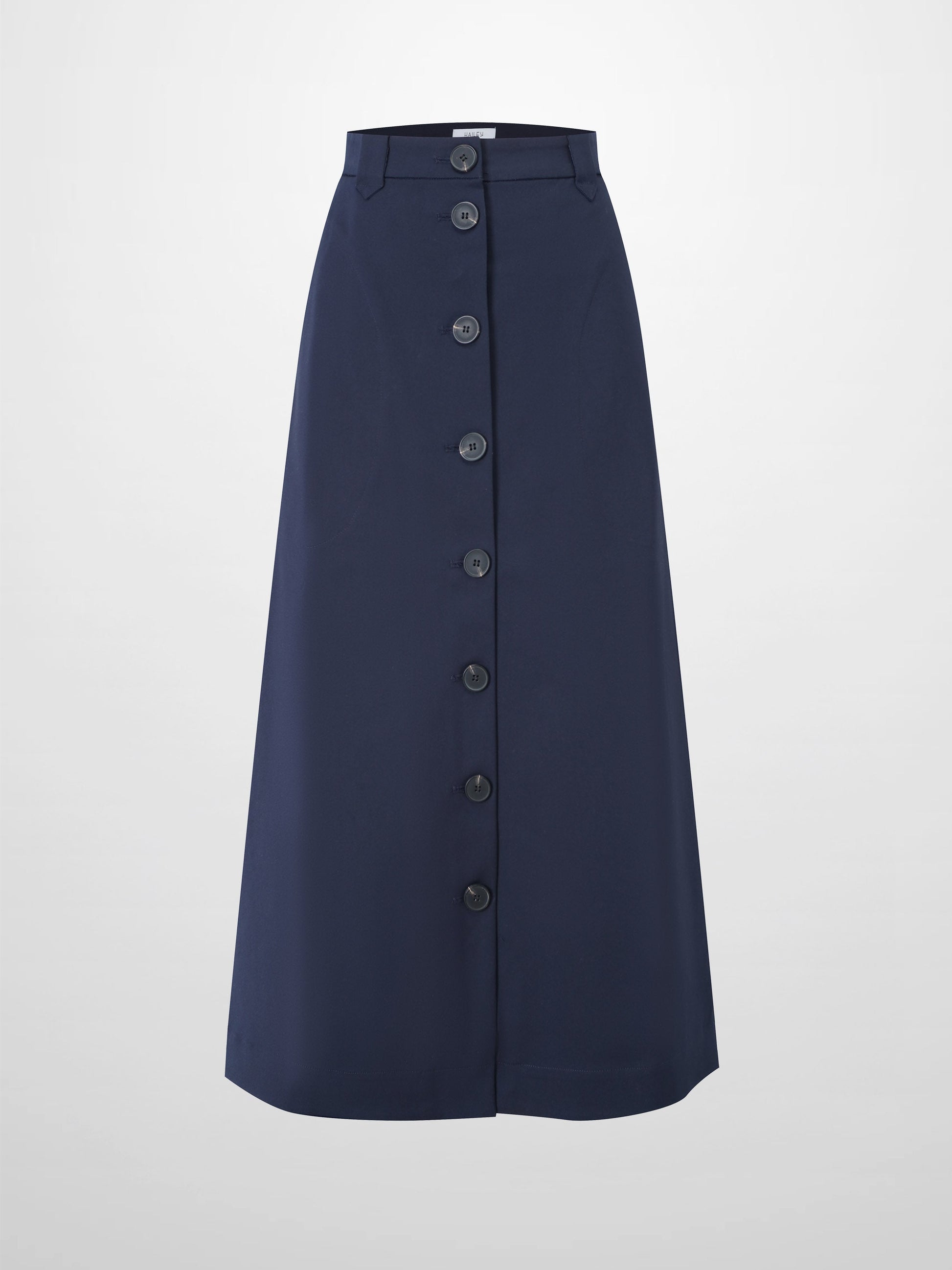 A-Line Button Down Pocket Skirt-Navy-1