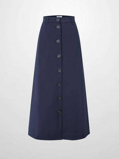 A-Line Button Down Pocket Skirt-Navy-1