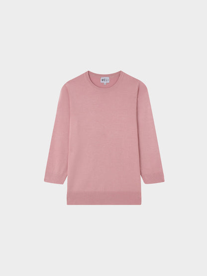 Basic Crew Sweater 3Q-Mauve-0