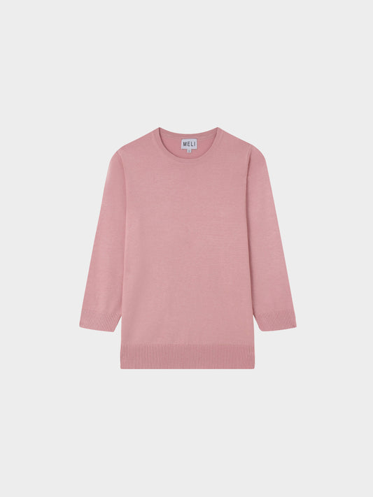 Basic Crew Sweater 3Q-Mauve-0