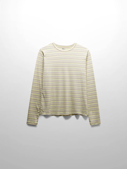 Multi Striped Ribbed Crew-Yellow-0