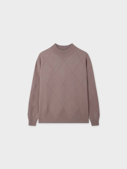 Oversized Diamond Detail Sweater-Taupe-1