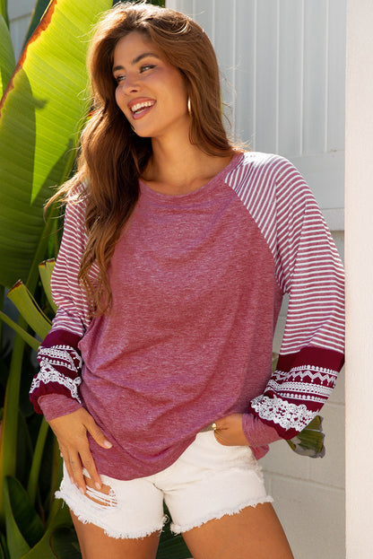 Kelsey Striped Raglan Long Sleeve Loose Top-3