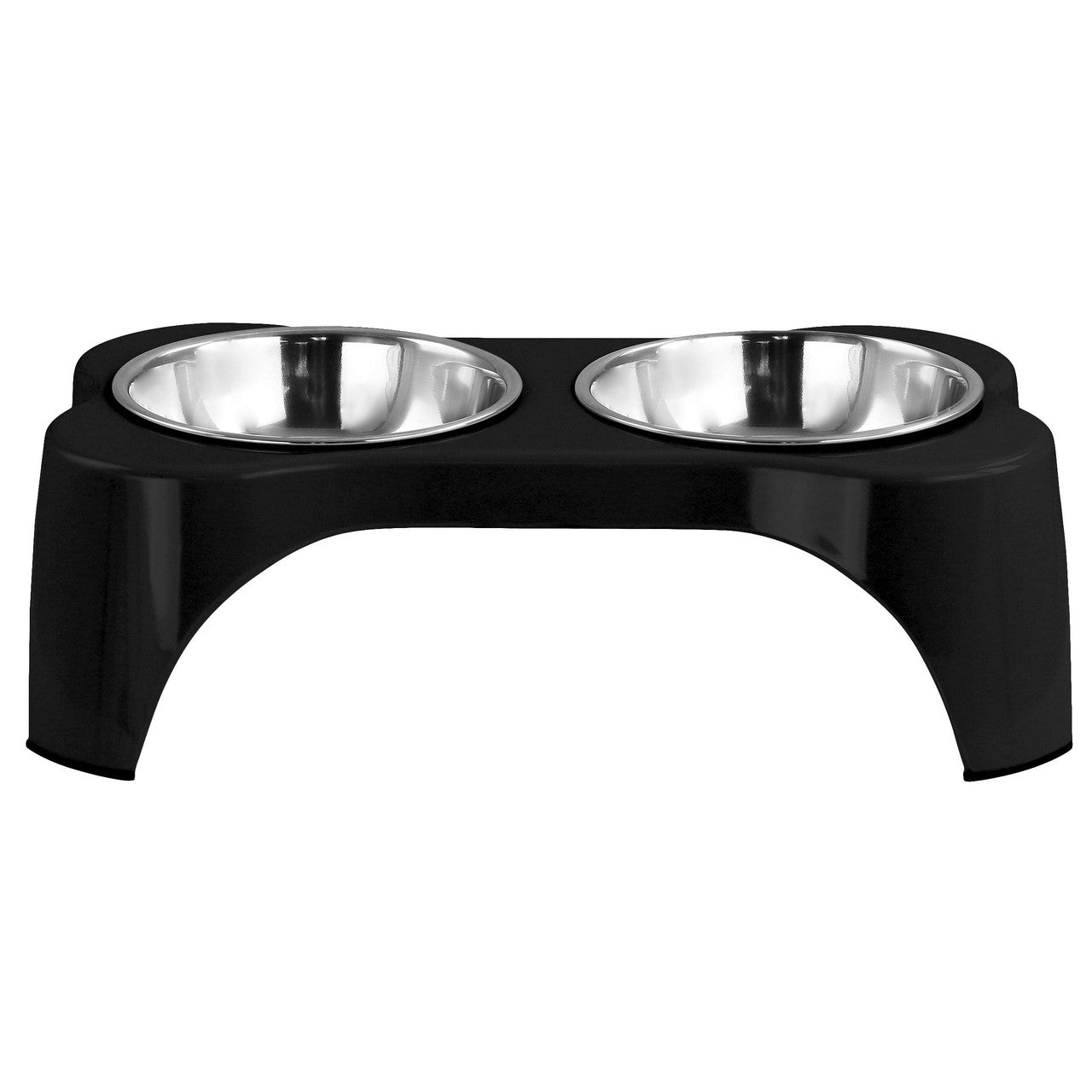 Gibson Home Bow Wow Meow 3 Piece Elevated Pet Bowl Dinner Set in Black-0