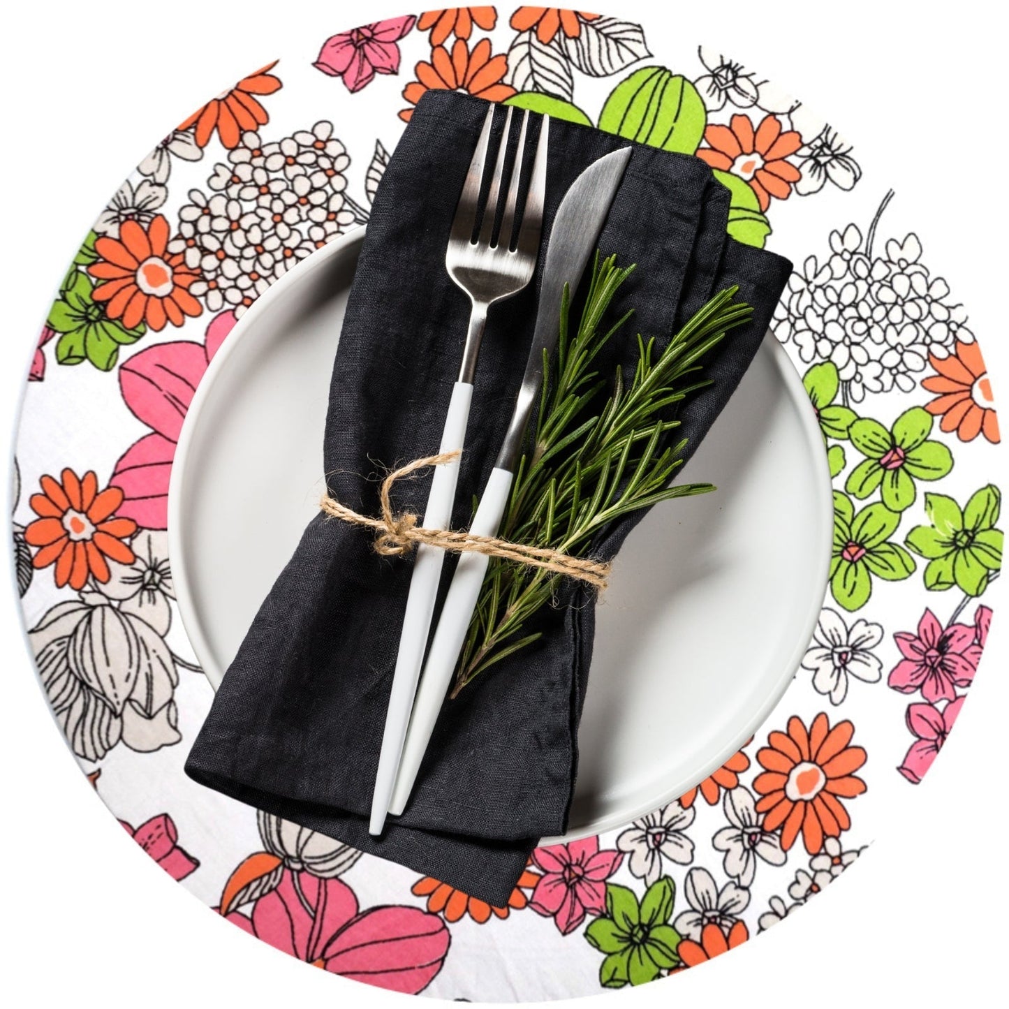 Charlo's Set of 4 Round Placemats Covers  Nina's Gardens 14 Dia inch-3